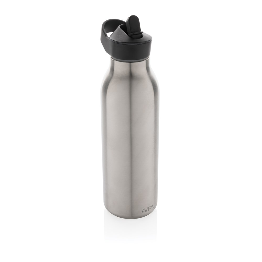 Avira Ara RCS recycled staal fliptop water fles 500ML - zilver (± PMS 428)