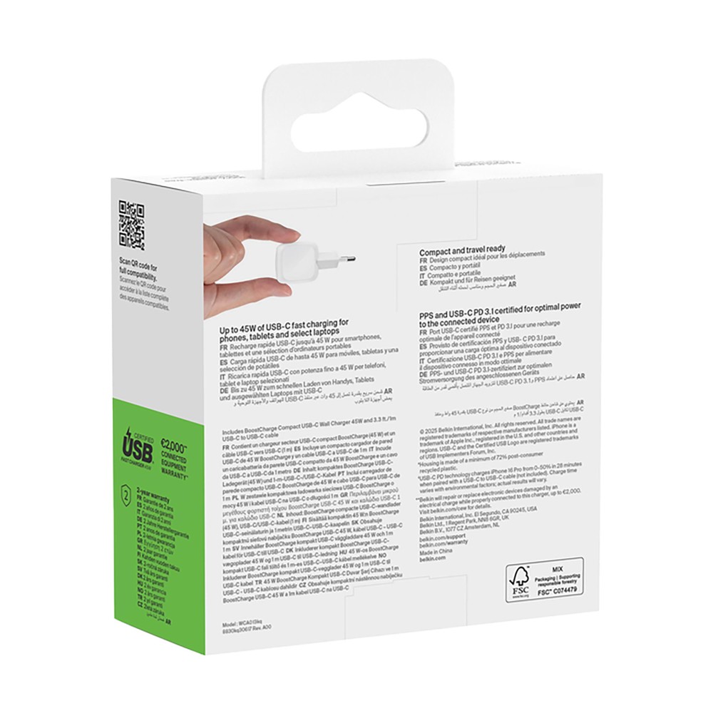 Belkin 45W USB PD Wall Charger met PPS en Cable